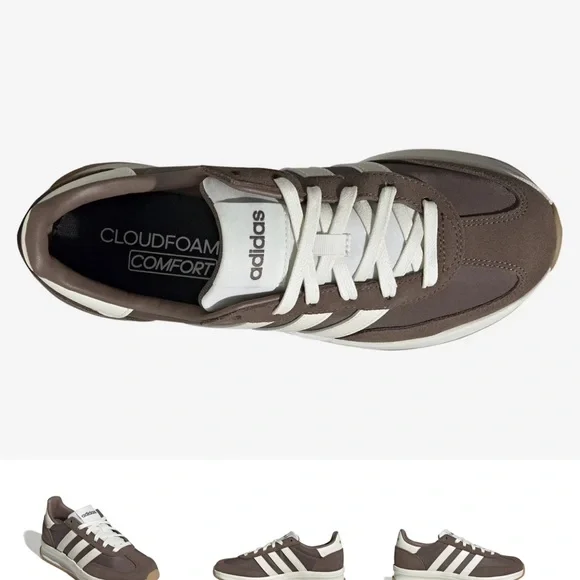 Adidas Women’s Rn 70’s 2.0 Dark Brown and White Sneakers - Picture 3 of 8